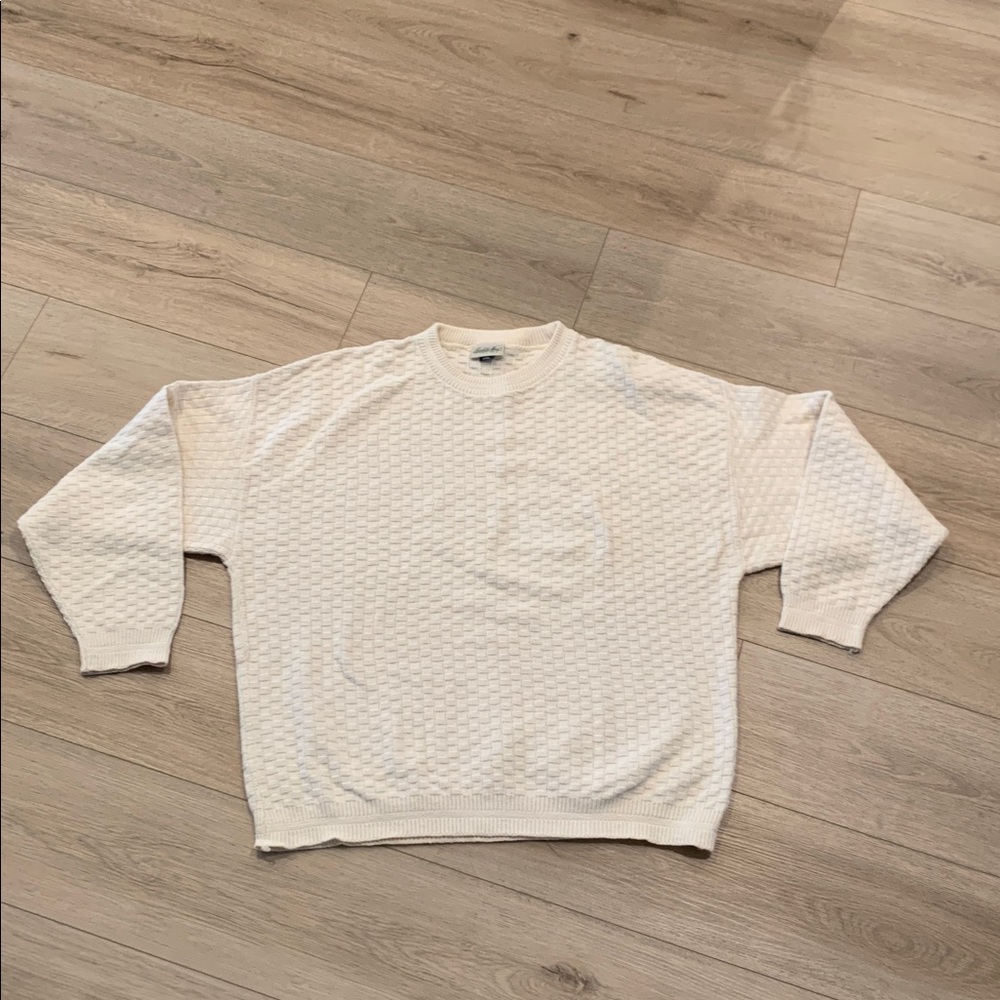 Vintage by Resolute Bay Men's Textured Cream 100% Cotton Crewneck Size XXL